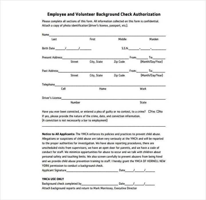 Background Check Authorization Form