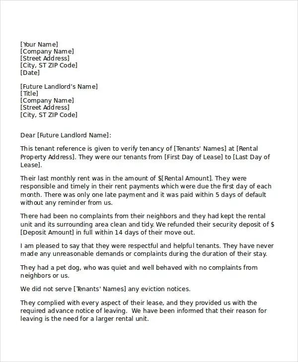 Reference Letter From Landlord from www.realiaproject.org
