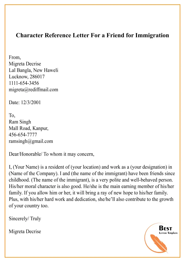 Recommendation Letter For Immigration Residency Sample from www.realiaproject.org