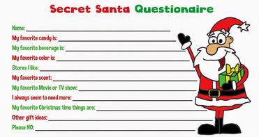 21+ Printable Secret Santa Questionnaire Templates - Realia Project