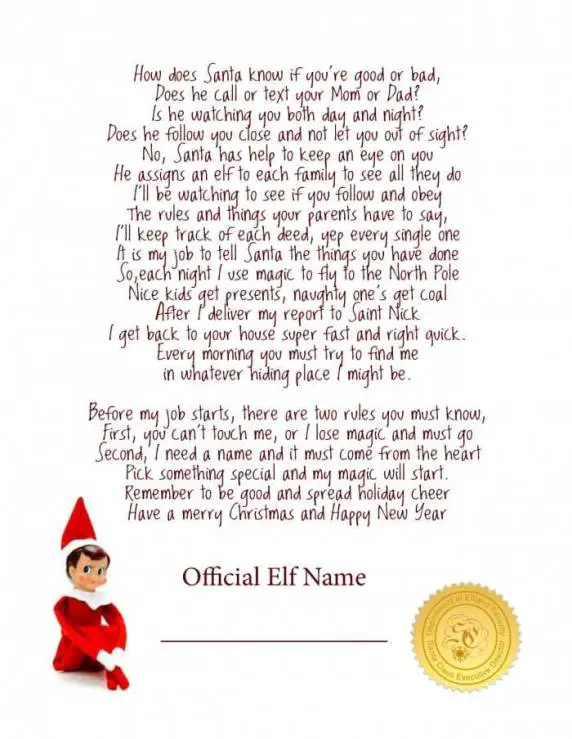 Elf Arrival Letter