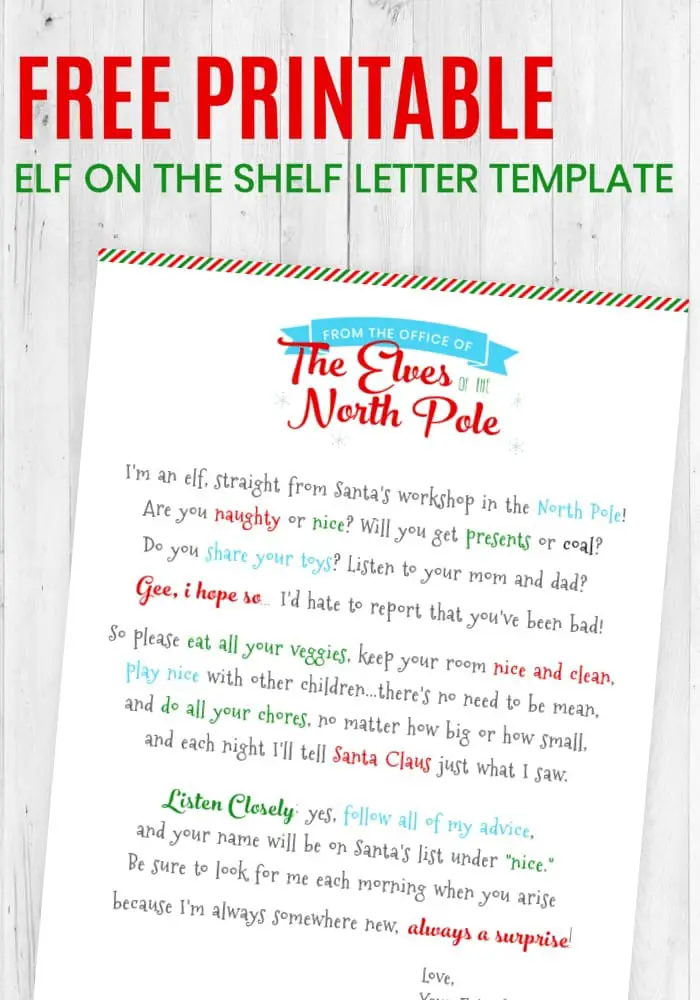 Christmas Season Shelf Arrival Printable Letters