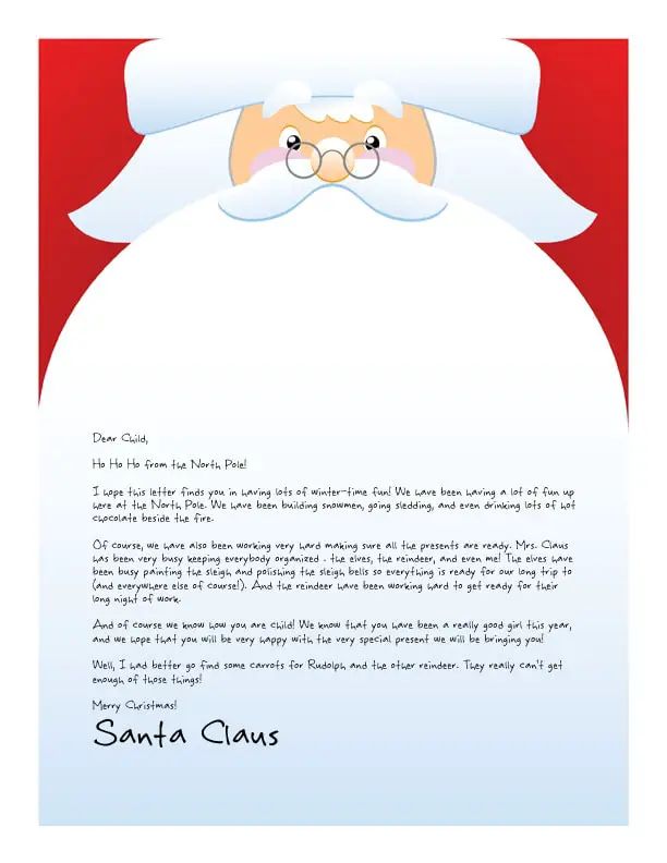 Personal letter from Santa