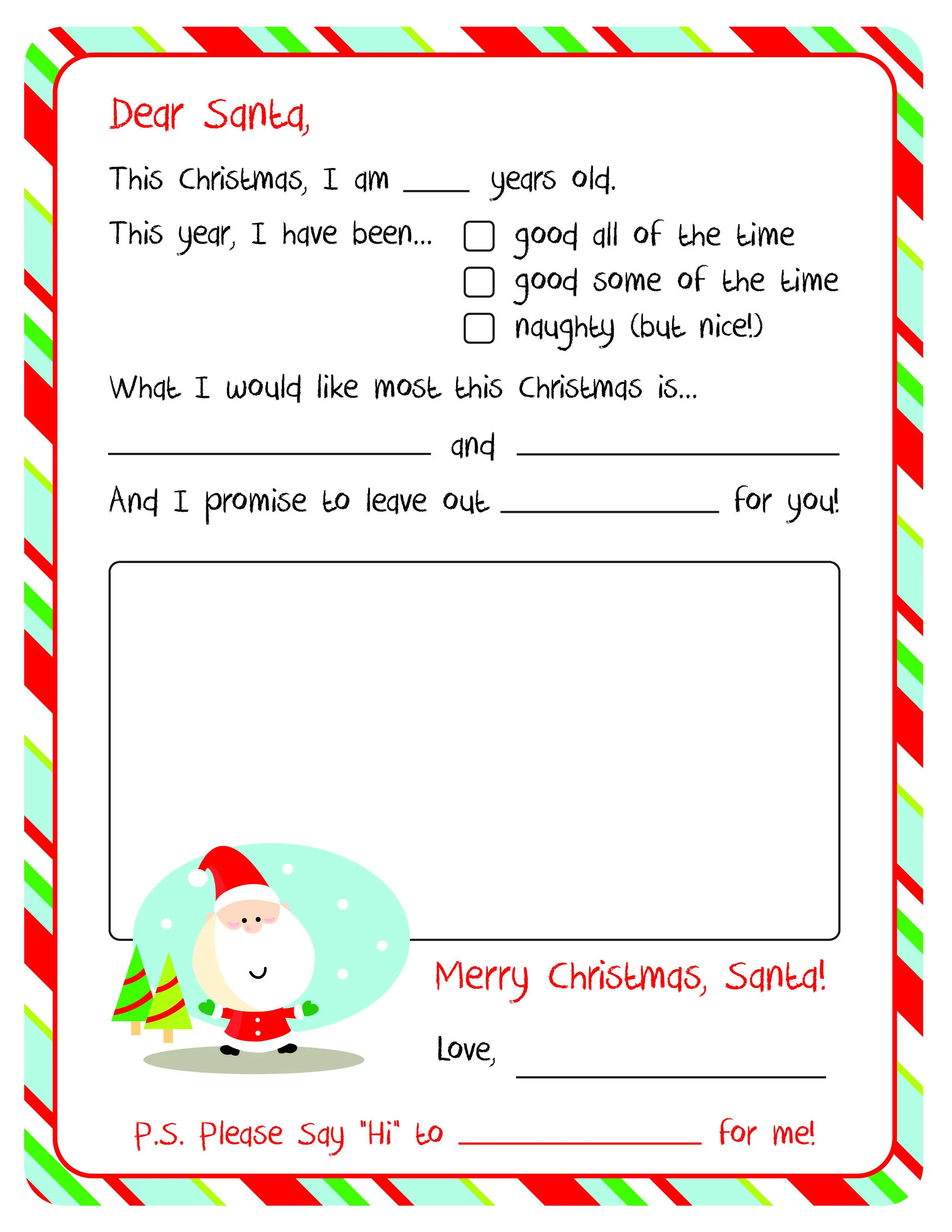 Blank Letters to Santa template
