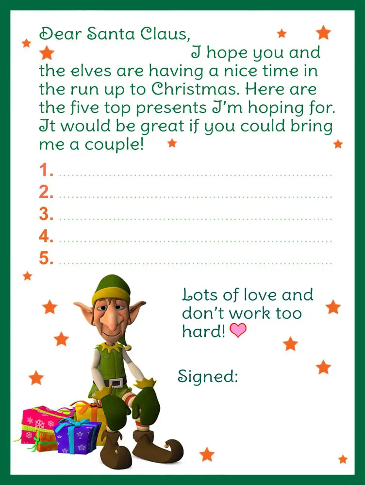 Elves Letter Template 