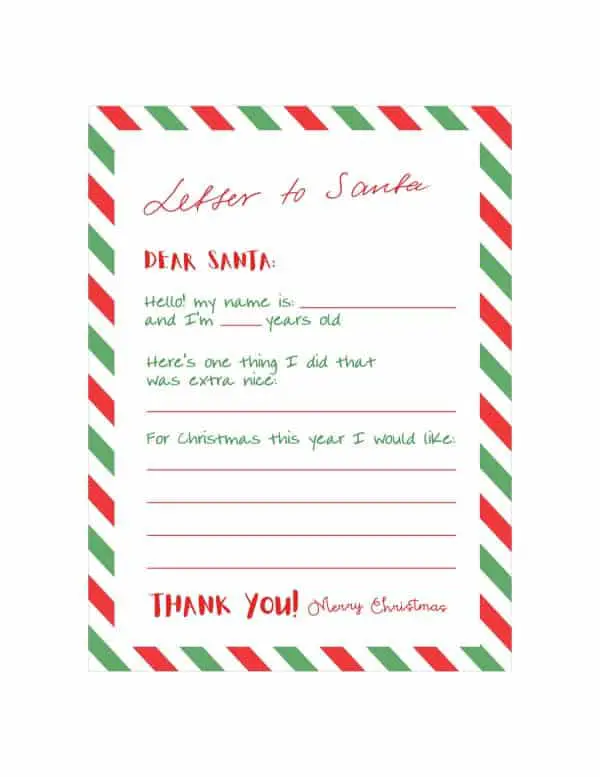 Example letter for Santa