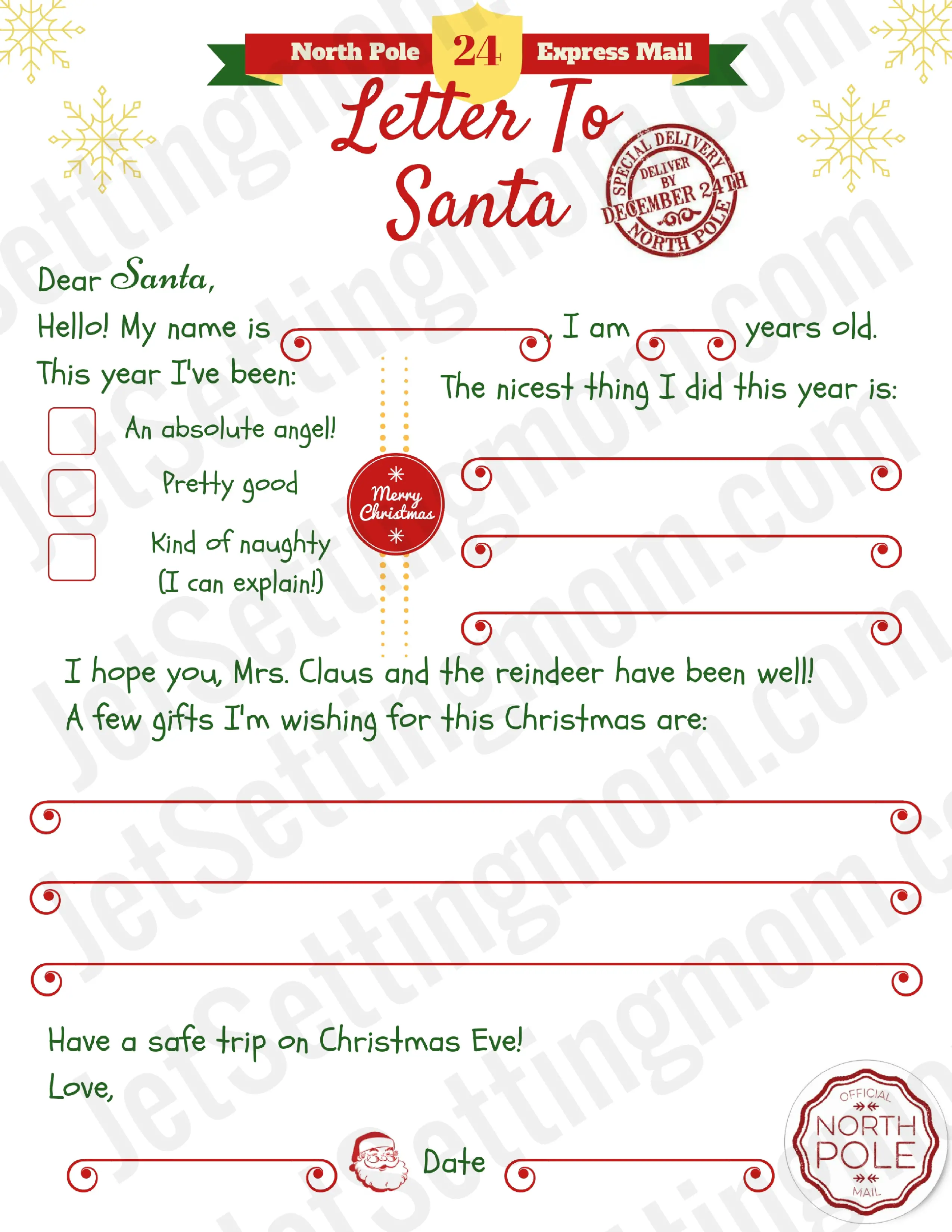 Online Santa Blank Note