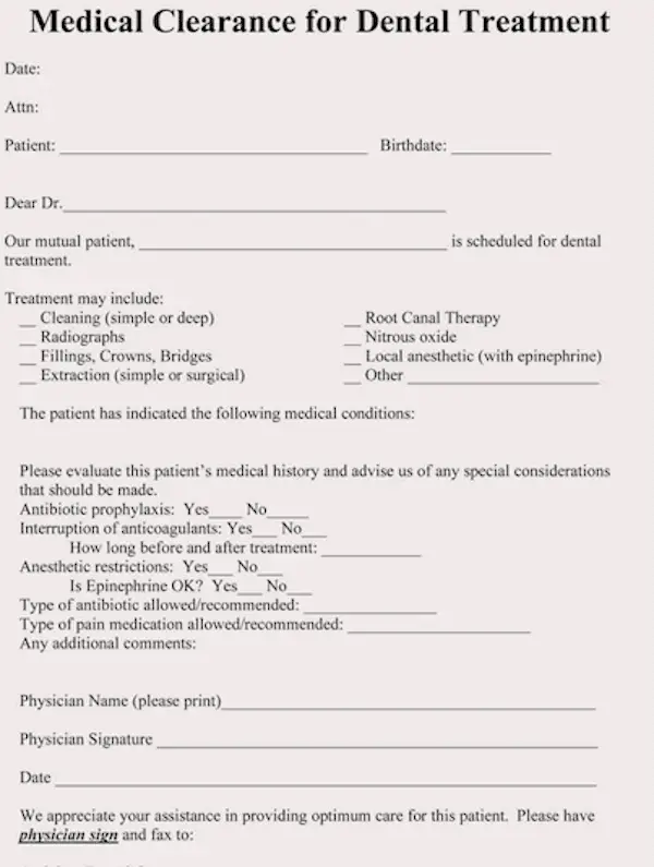 medical history form dental new pdf for business use with treatments info template
