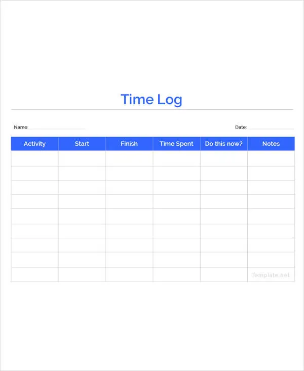 Time log template
