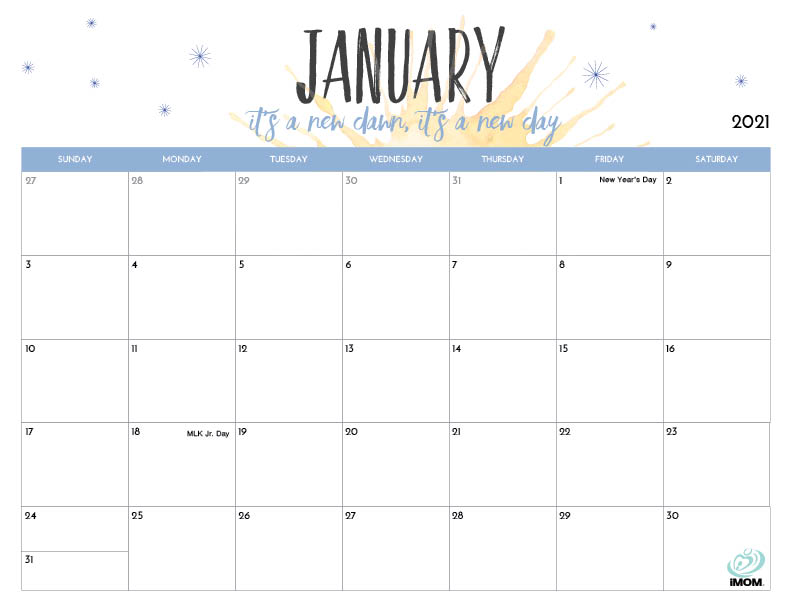 2021 calendar Janruary