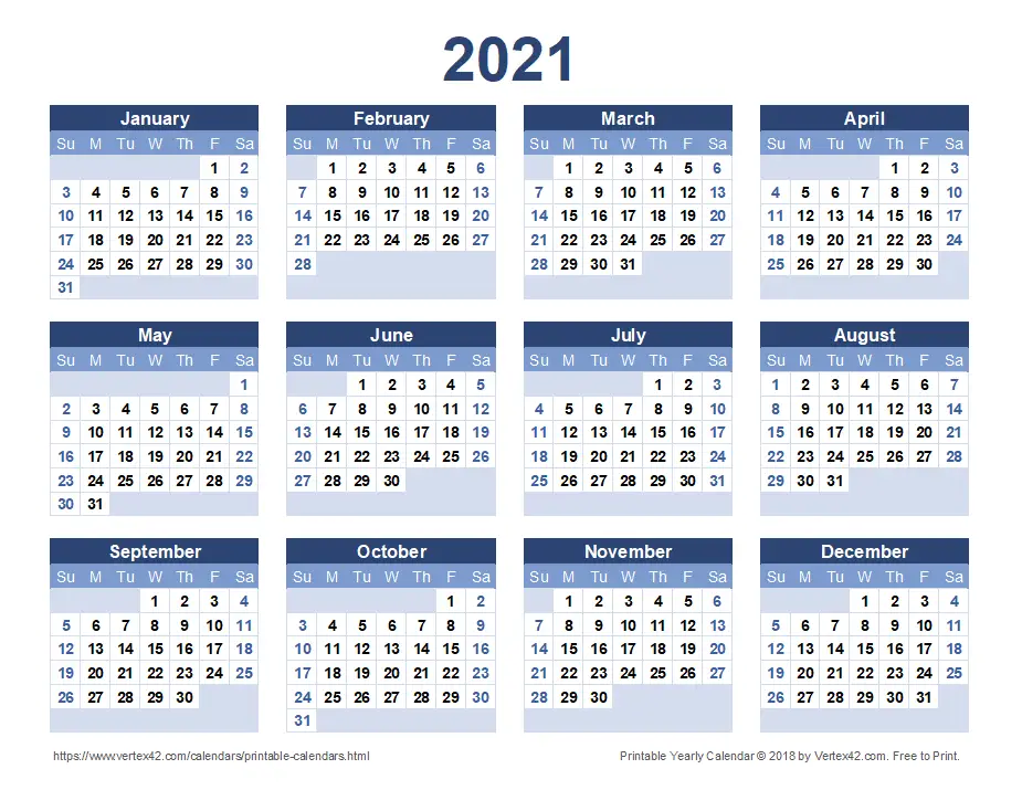 annual calenadr 2021