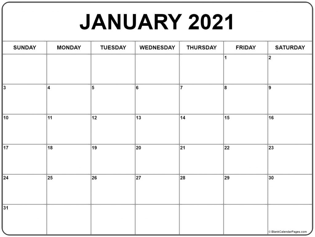 Jan 2021 Calendar Printable