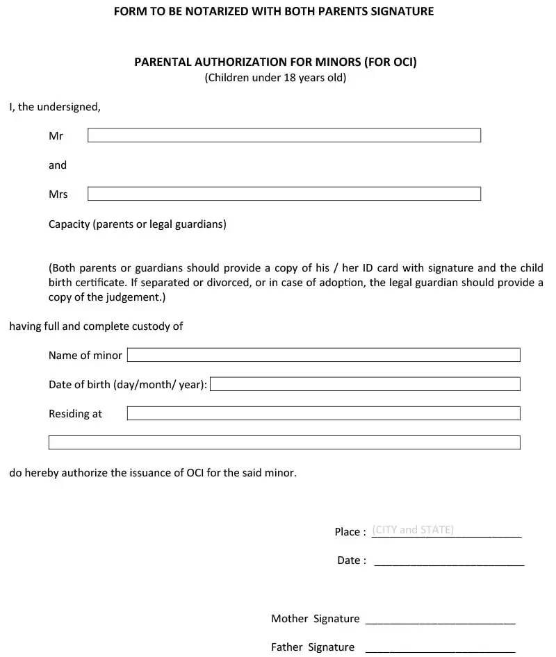 Parental authorization for minors