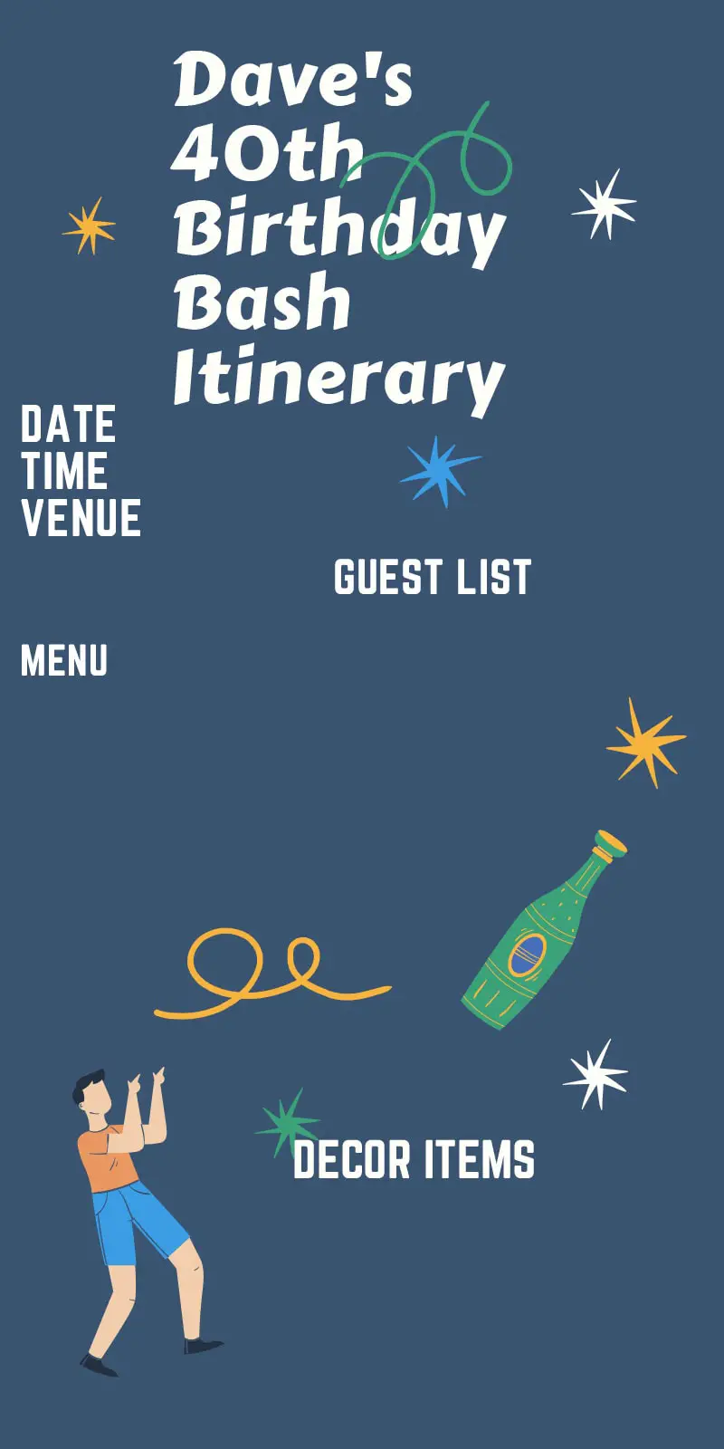 Birthday itinerary template pdf