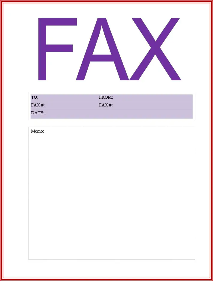 Blank fax cover sheet template