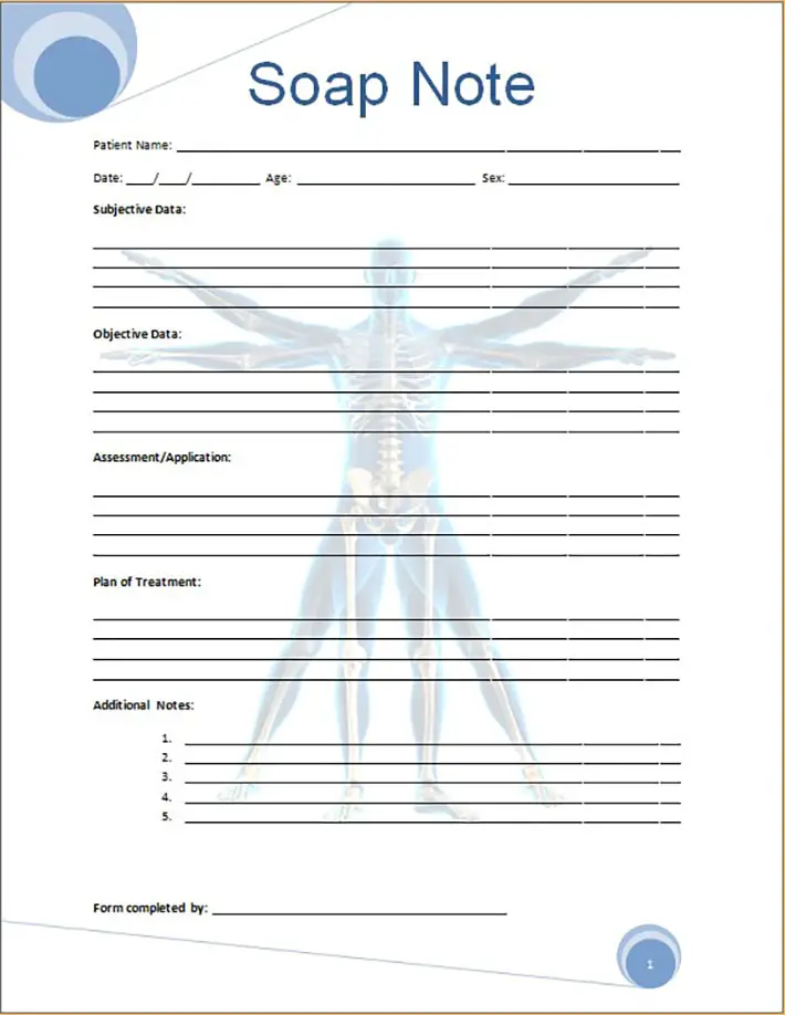 Blank fillable SOAP Note for nurses