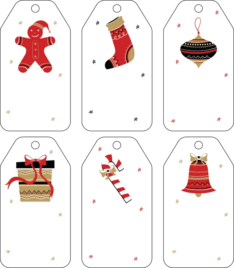 6 Christmas themed gift tags
