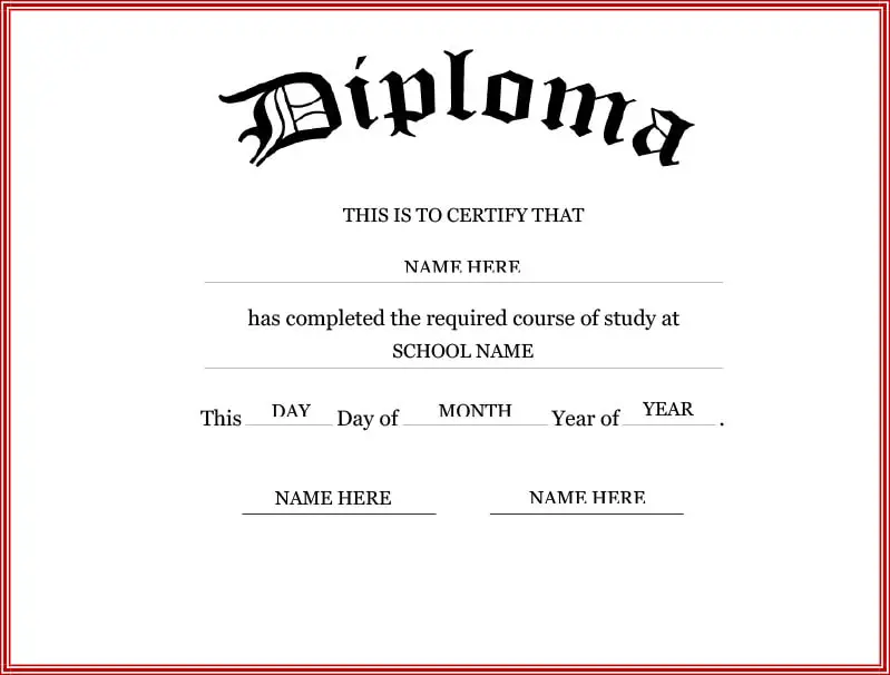Fake highschool diploma template