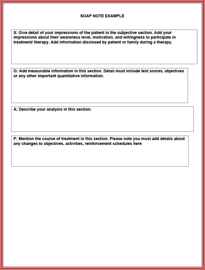 Fillable SOAP Note template for physical therapy