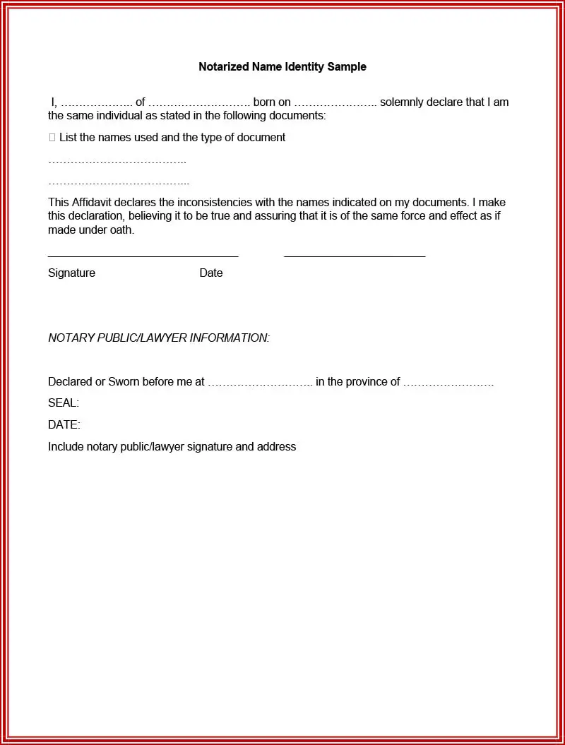 Notary signature template