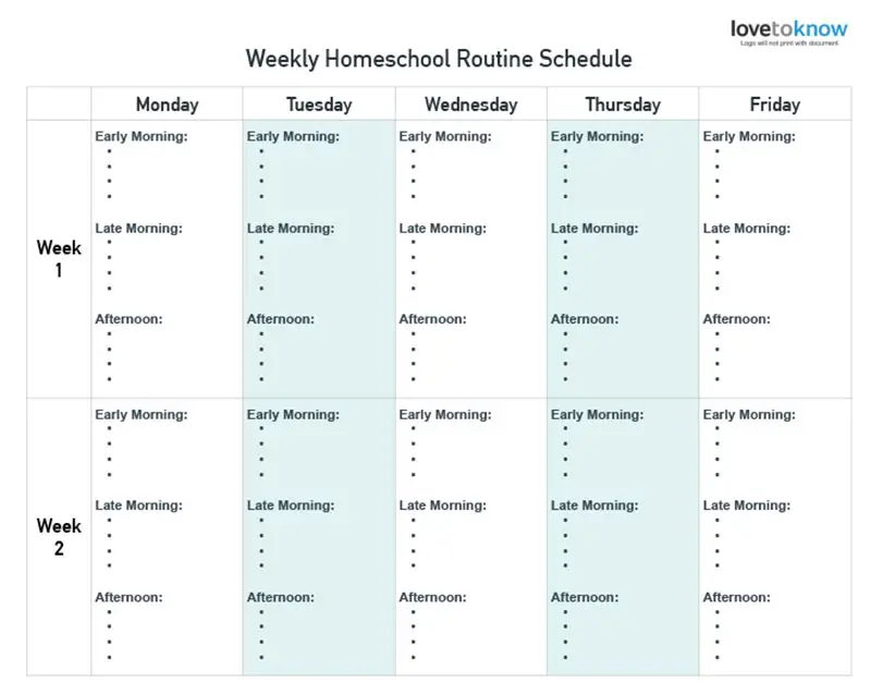 Weekly routine