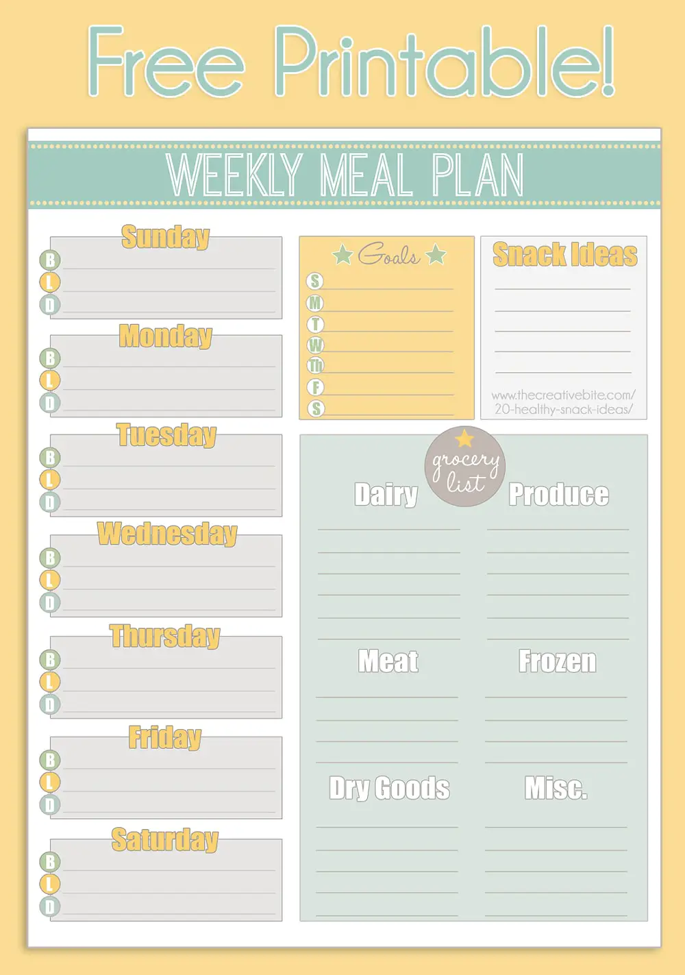 Meal planner with grocery list